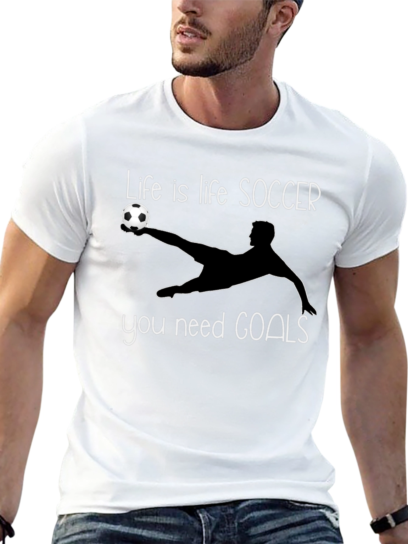 Soccer Life Goals T-Shirt - Black Short Sleeve