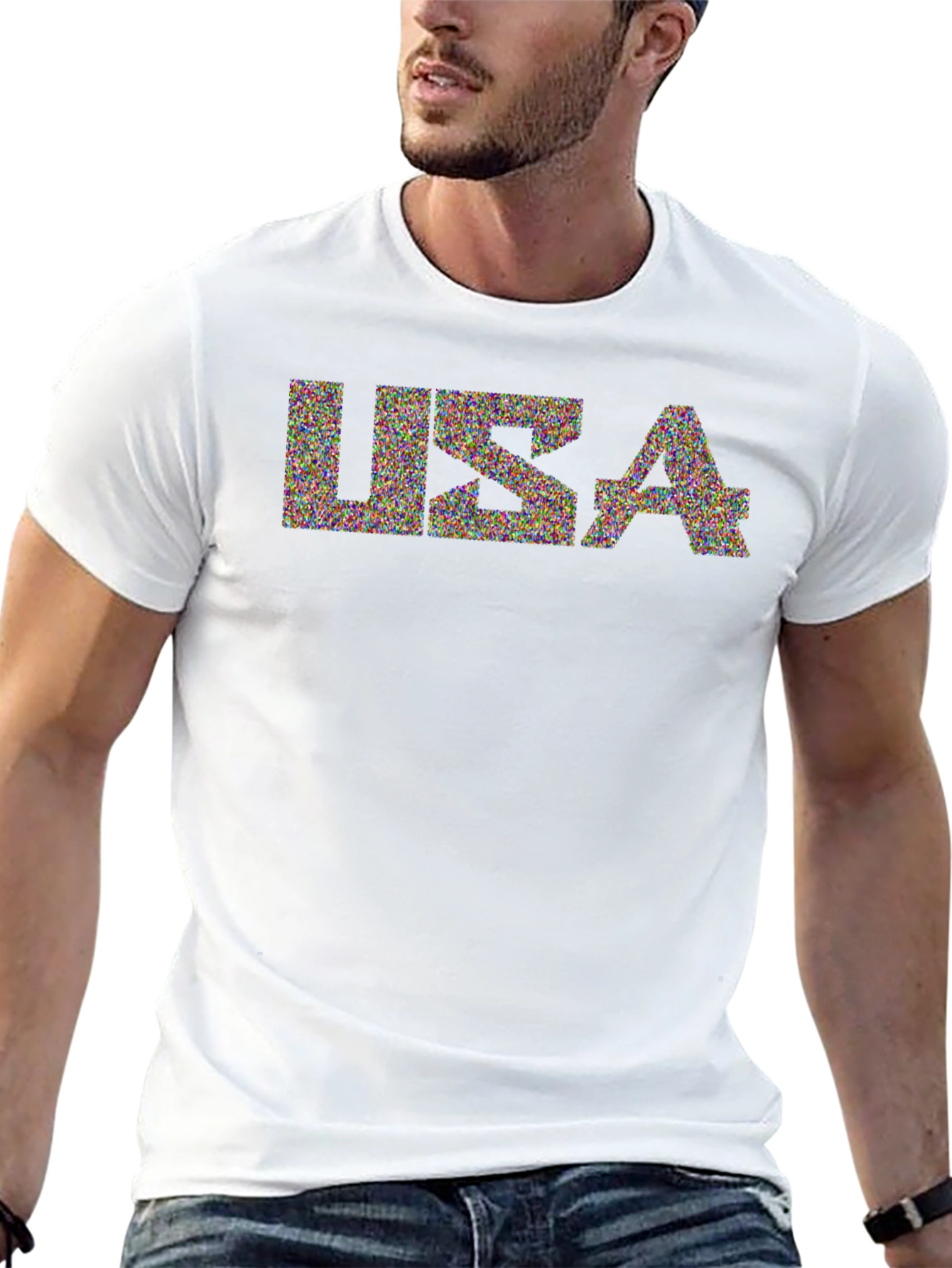USA Graphic Print Black T-Shirt
