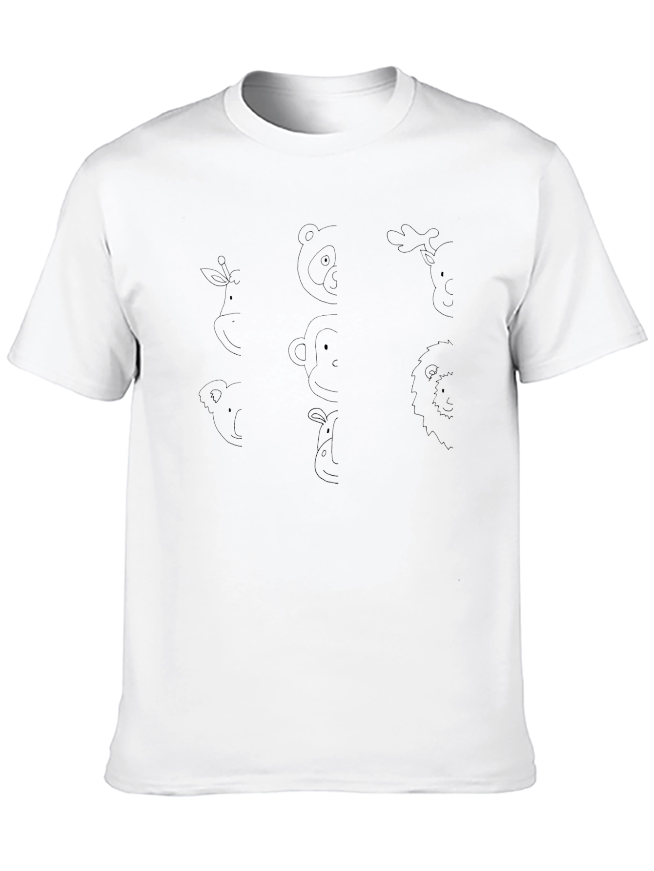 Animal Faces Black Graphic Tee - Modern Style
