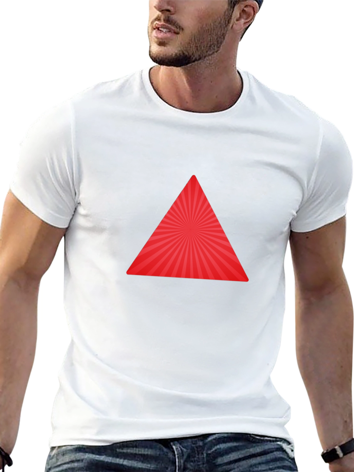 Red Triangle Burst Black T-Shirt