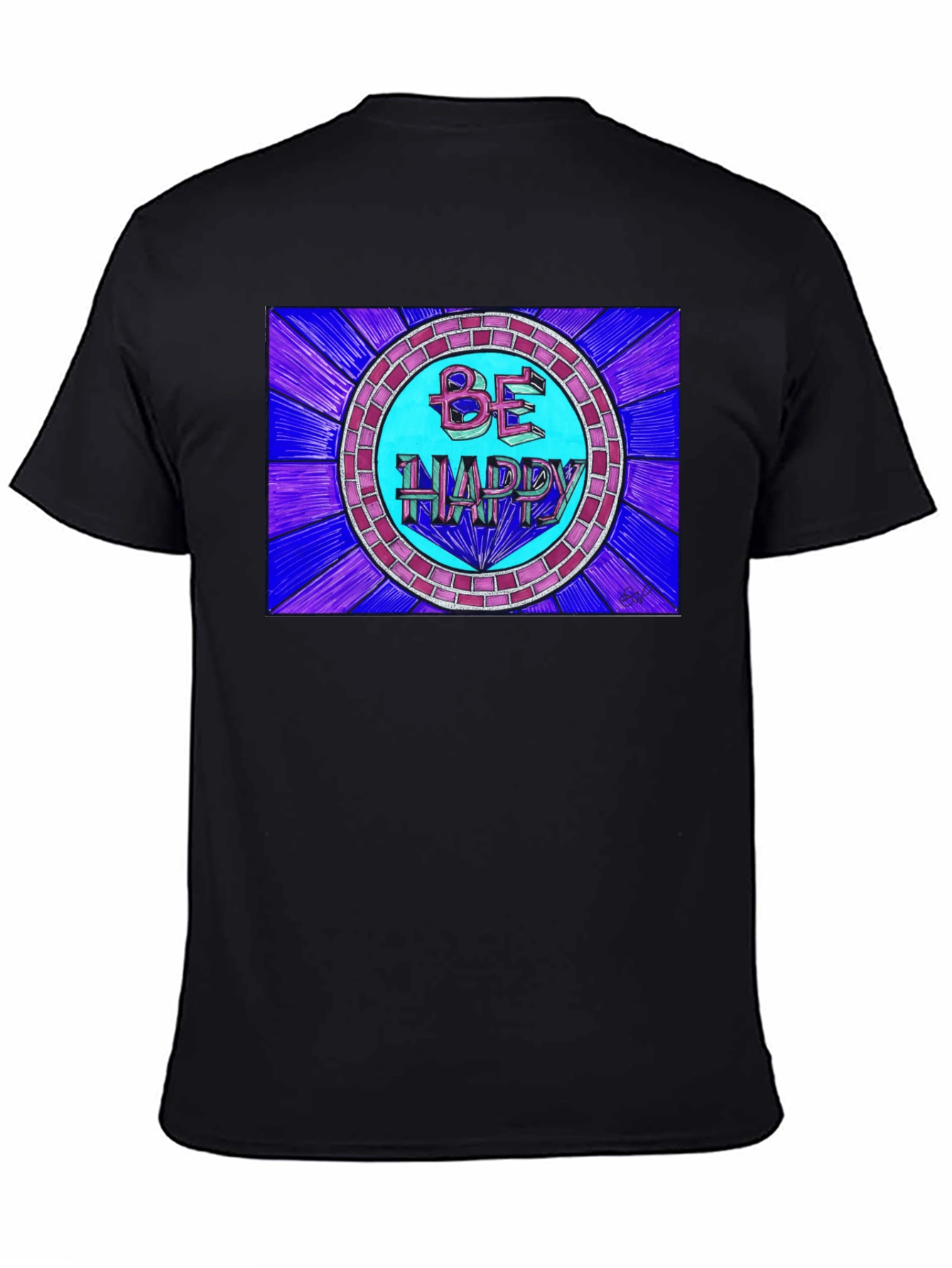 Be Happy Graphic Tee - Mens Black T-Shirt