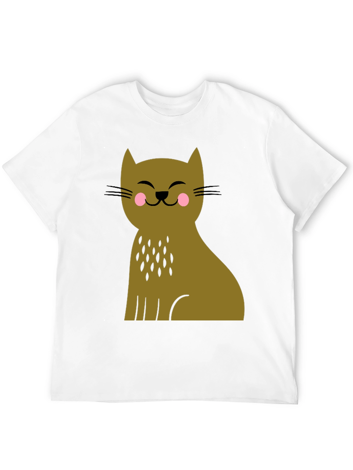Cute Cat Graphic Tee - Black Cotton Blend T-Shirt