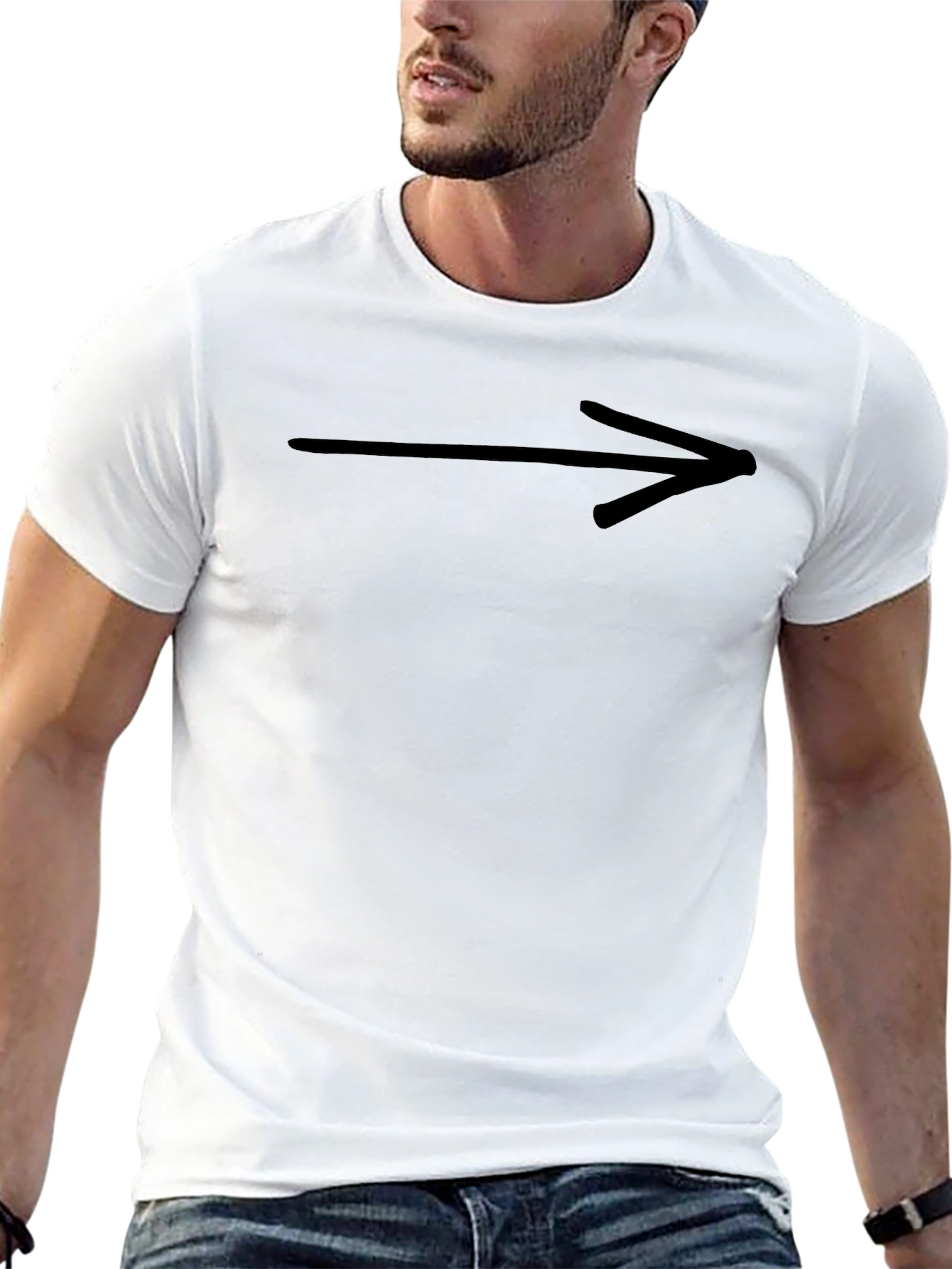 Black T-Shirt with Arrow Graphic Print