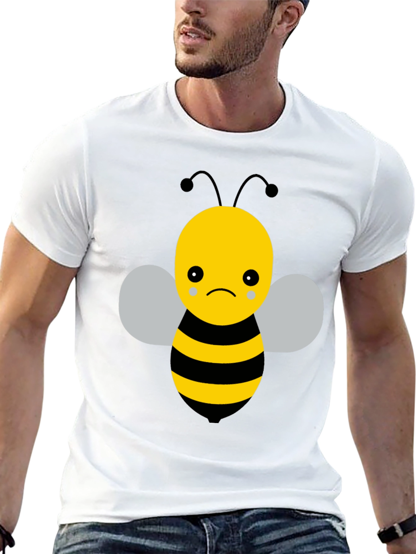 Sad Bee Graphic T-Shirt - Unisex Black Tee