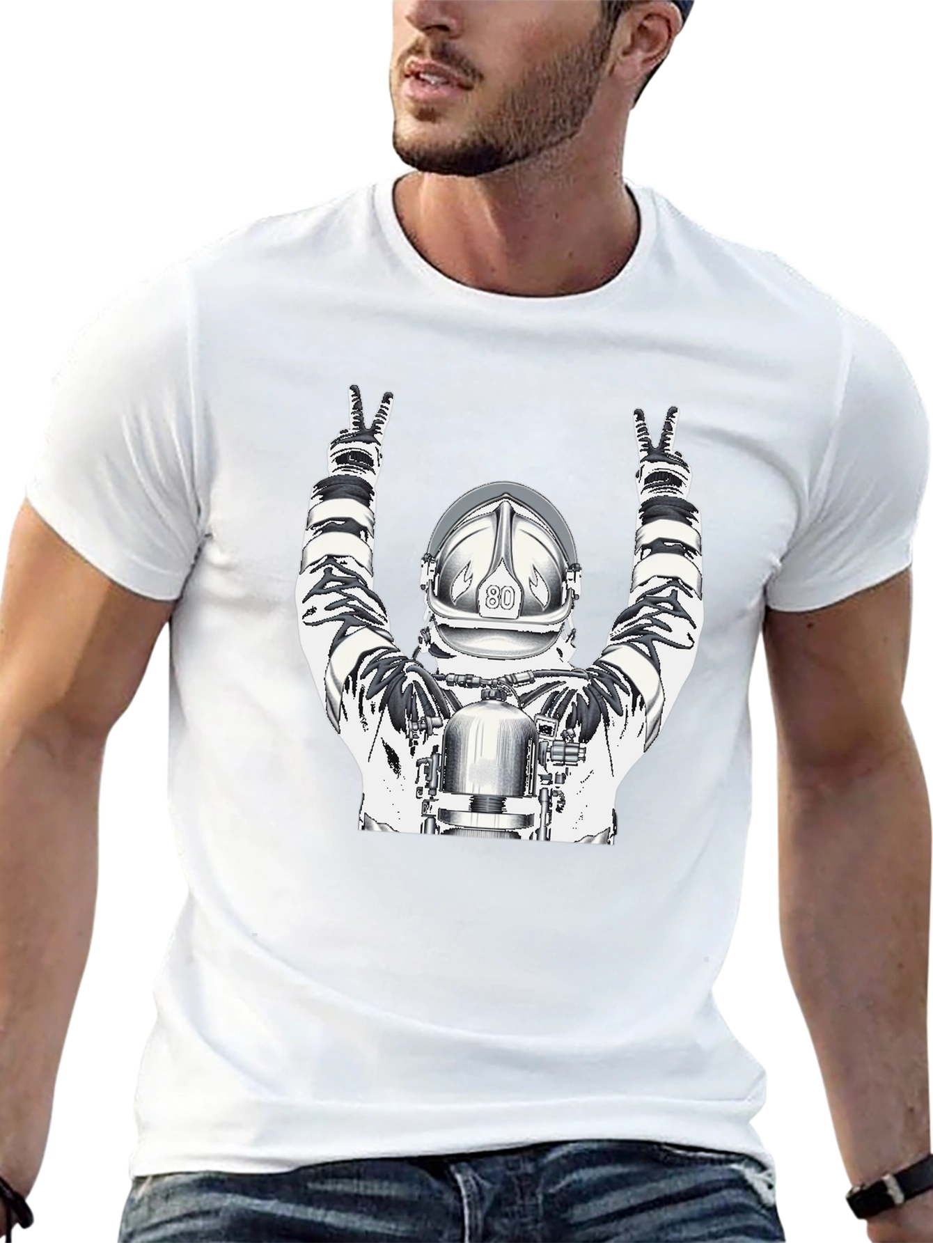 Astronaut Graphic Tee - Black Cotton T-Shirt