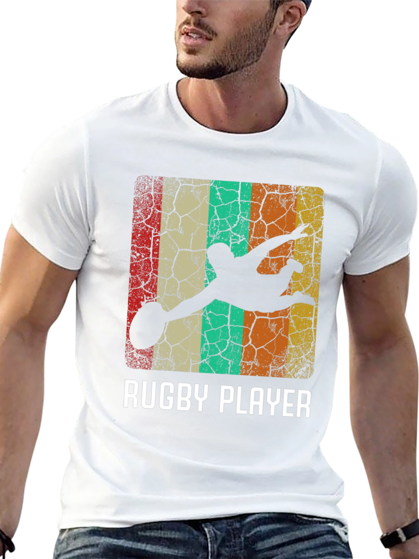 Rugby Player Retro Style Graphic T-Shirt