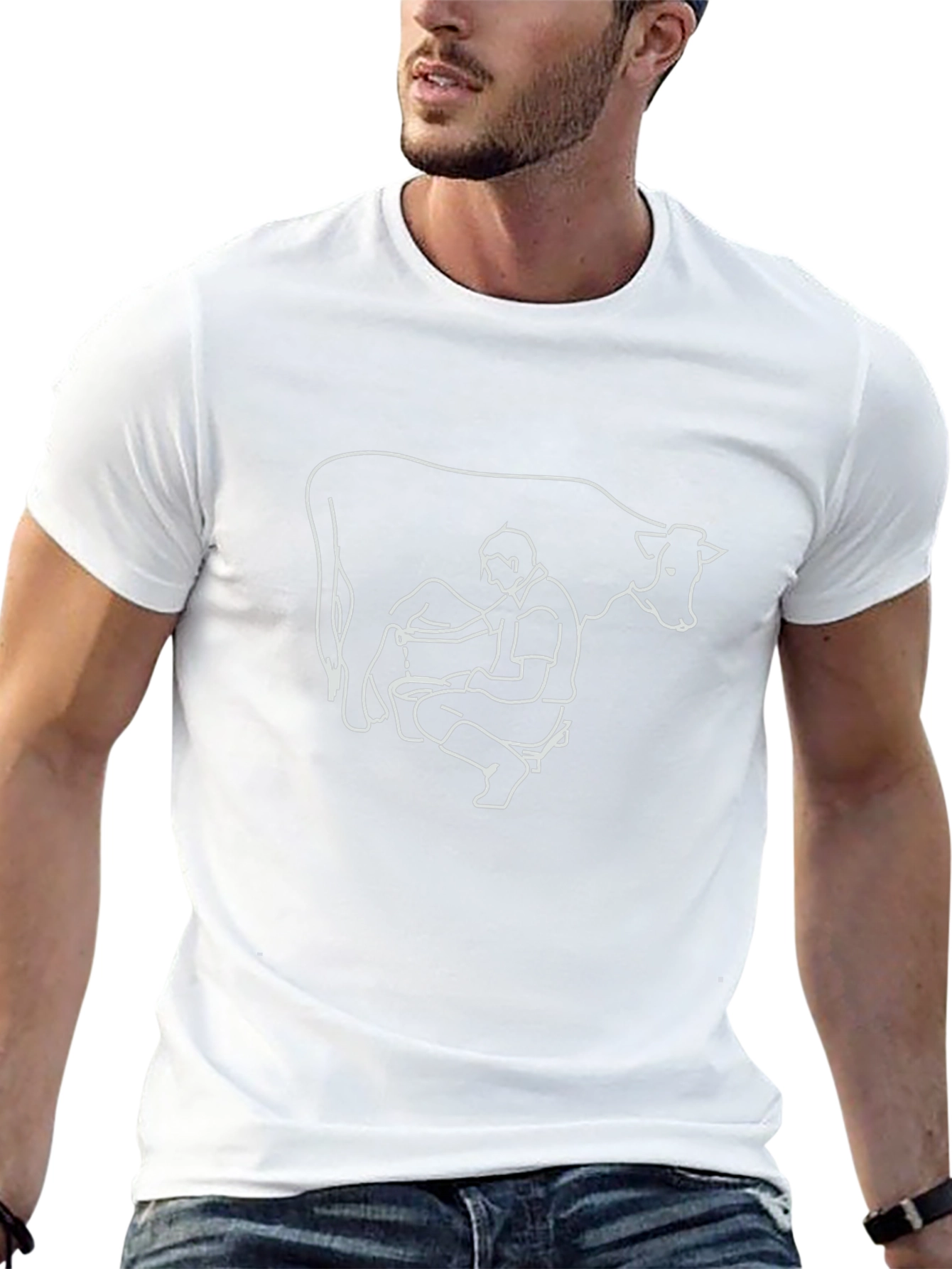 Cow Milking Graphic Tee - Black Cotton T-Shirt