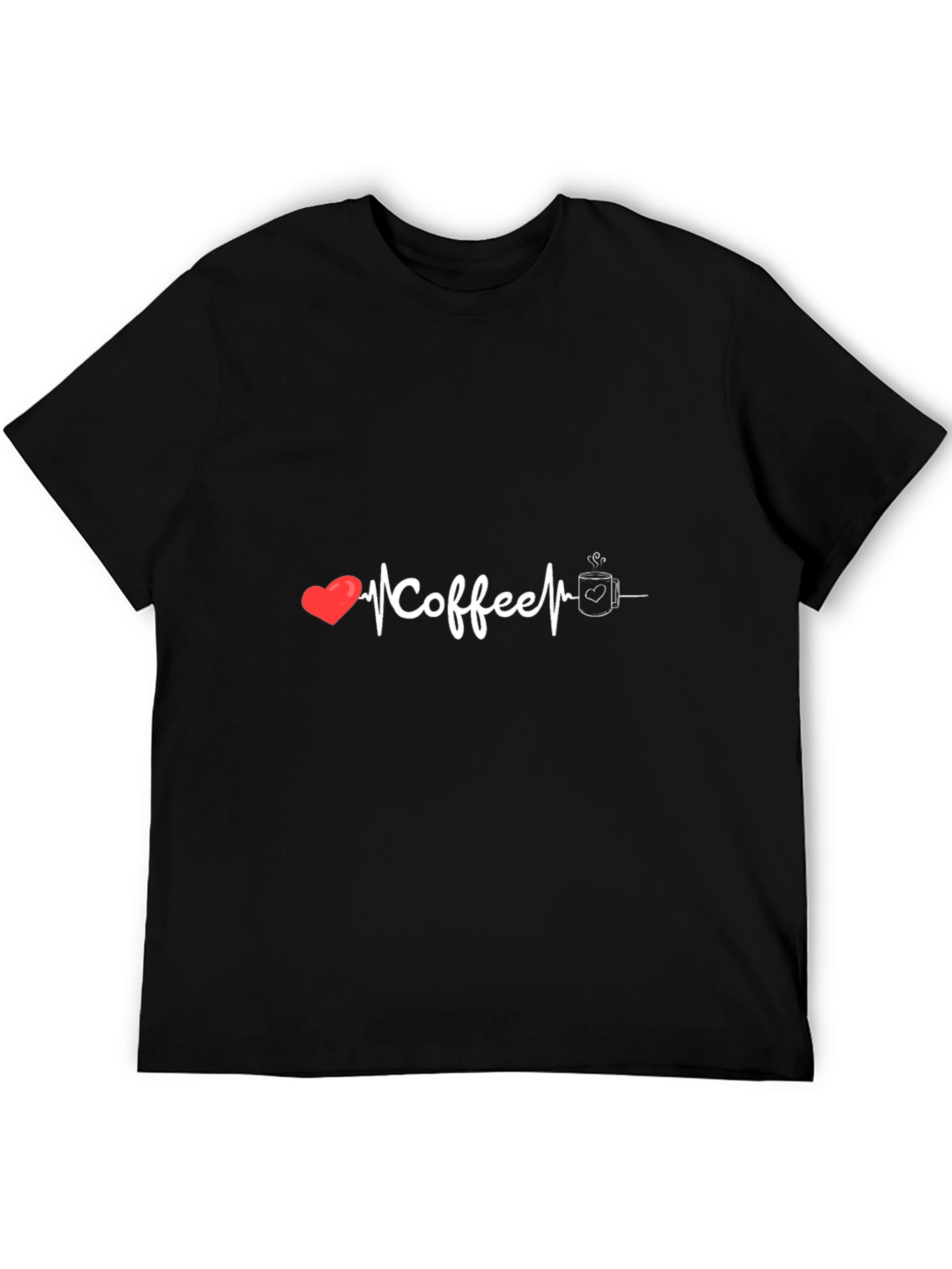 Coffee Heartbeat Graphic Tee - Black T-Shirt