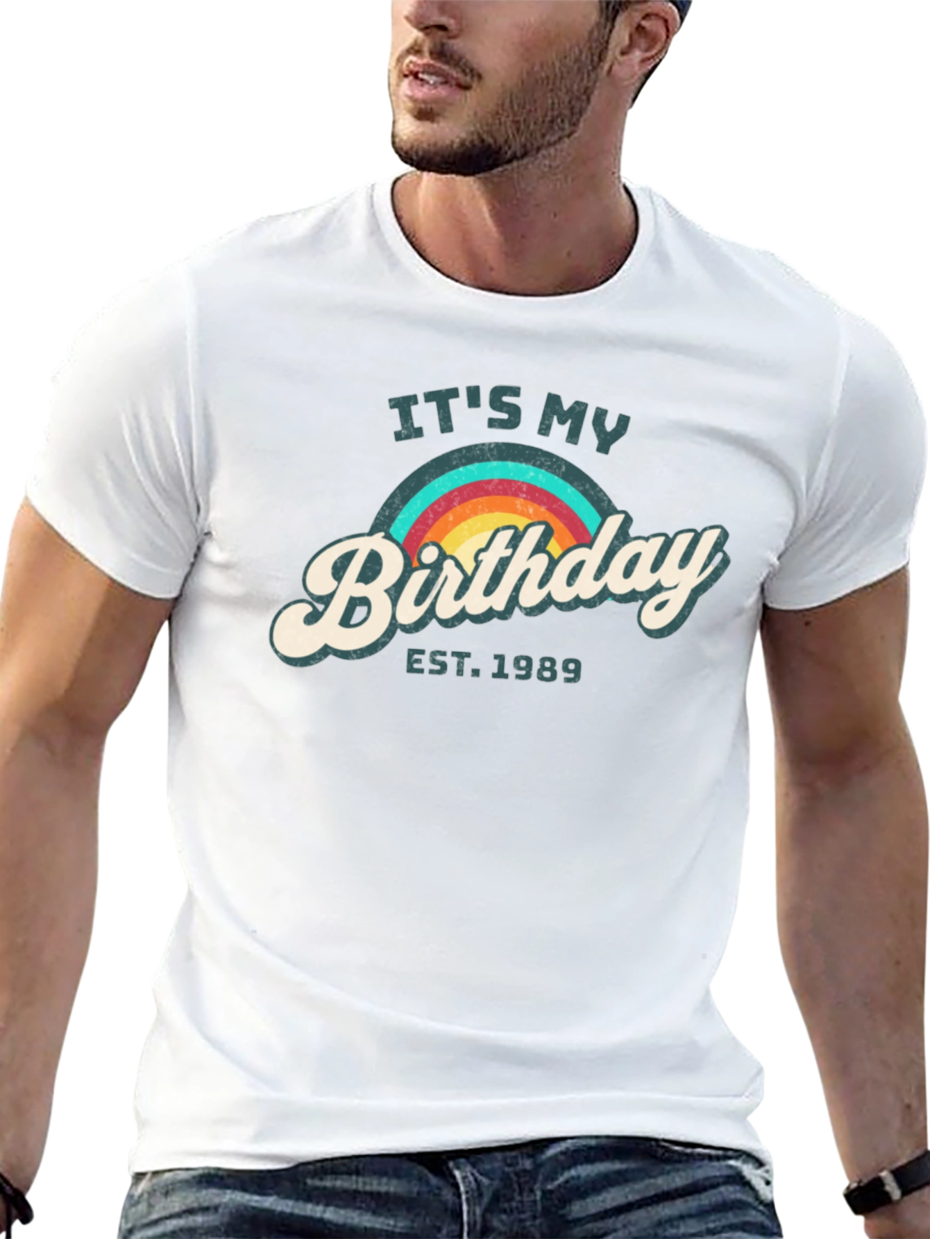 Retro Birthday EST. 1989 Rainbow Tee