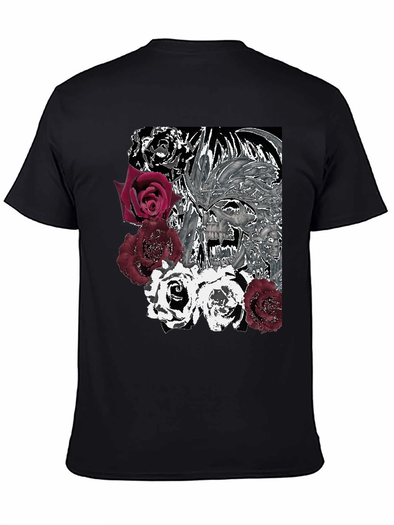 Skull & Roses Graphic Tee - Edgy Style