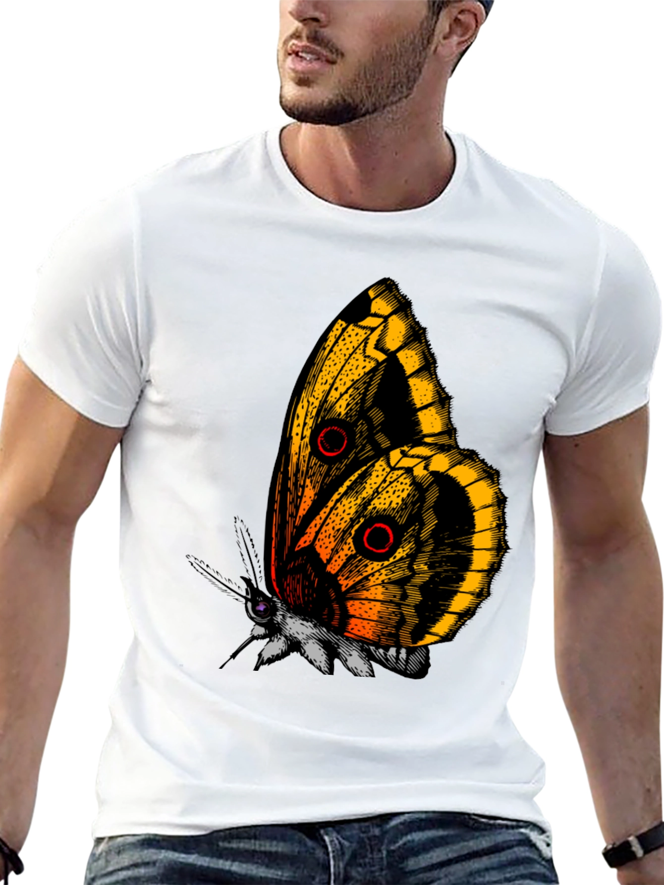 Butterfly Graphic Tee - Black Cotton T-Shirt