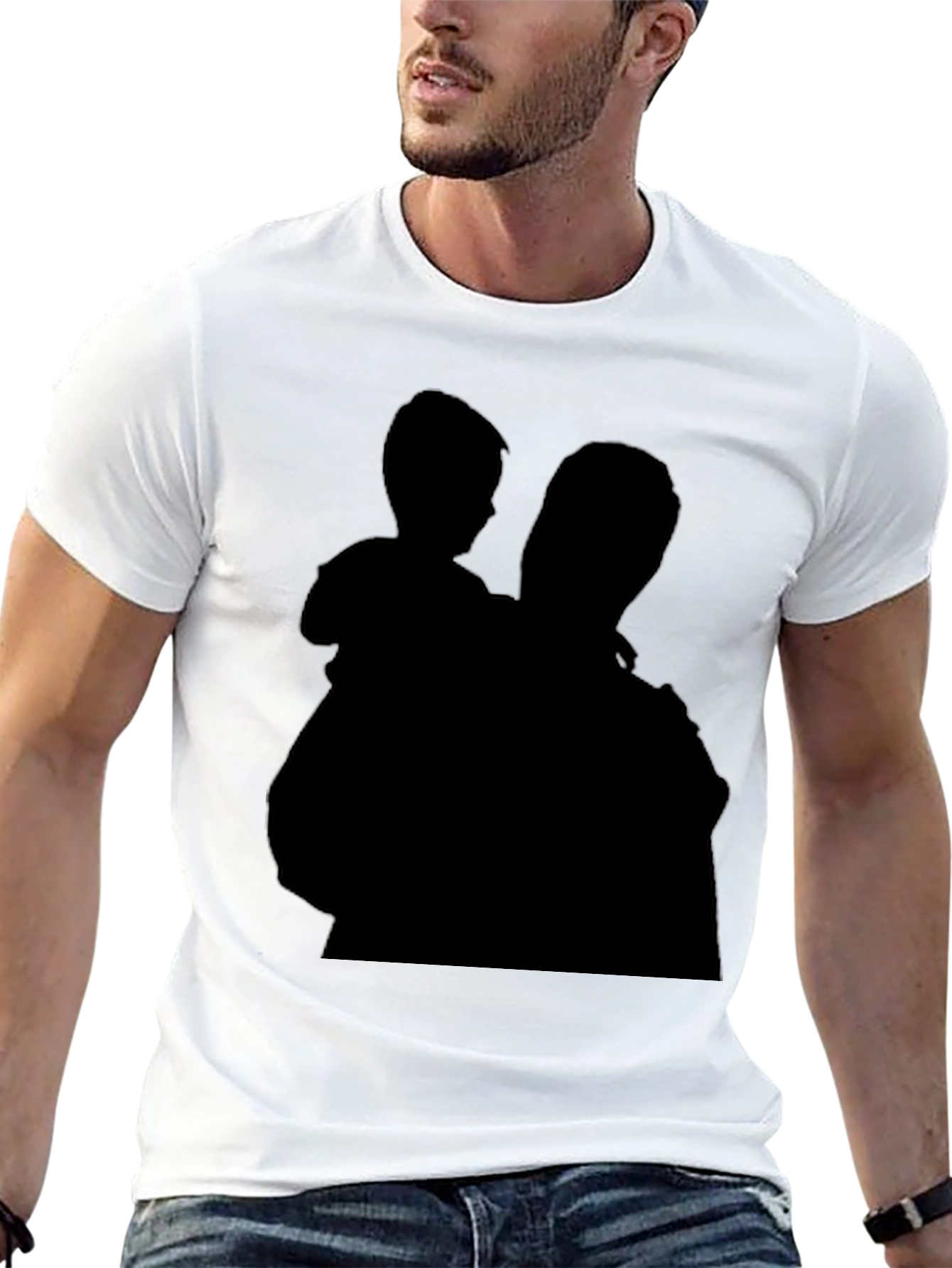Silhouette Father & Child Black T-Shirt