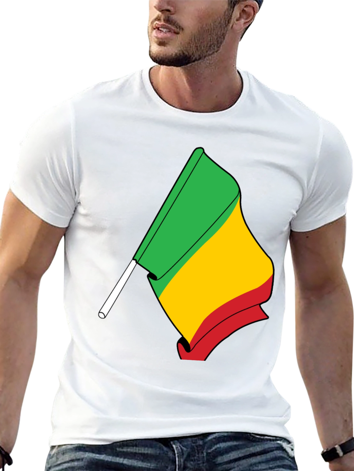 Rasta Flag Graphic Tee - Black Cotton T-Shirt