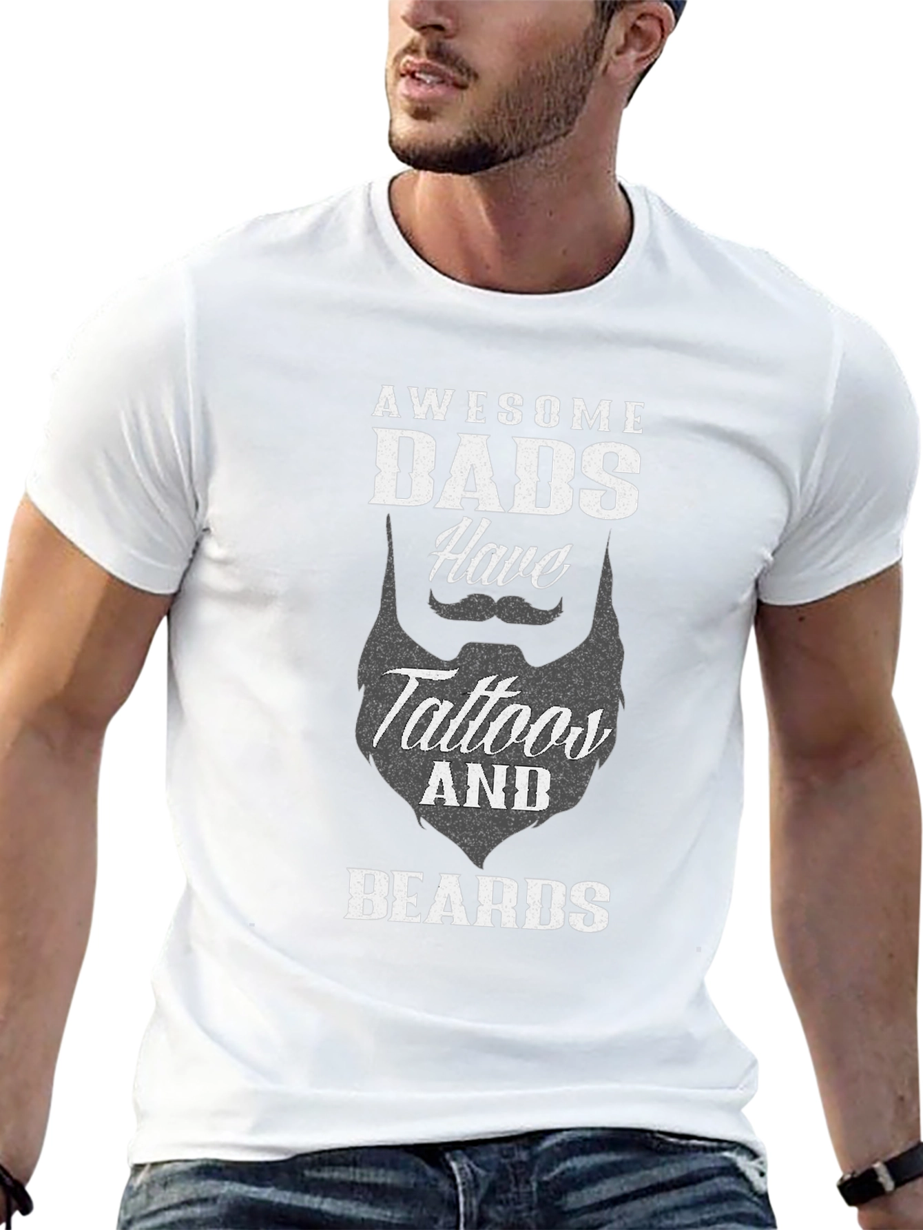 Awesome Dads Tattoo & Beard T-Shirt