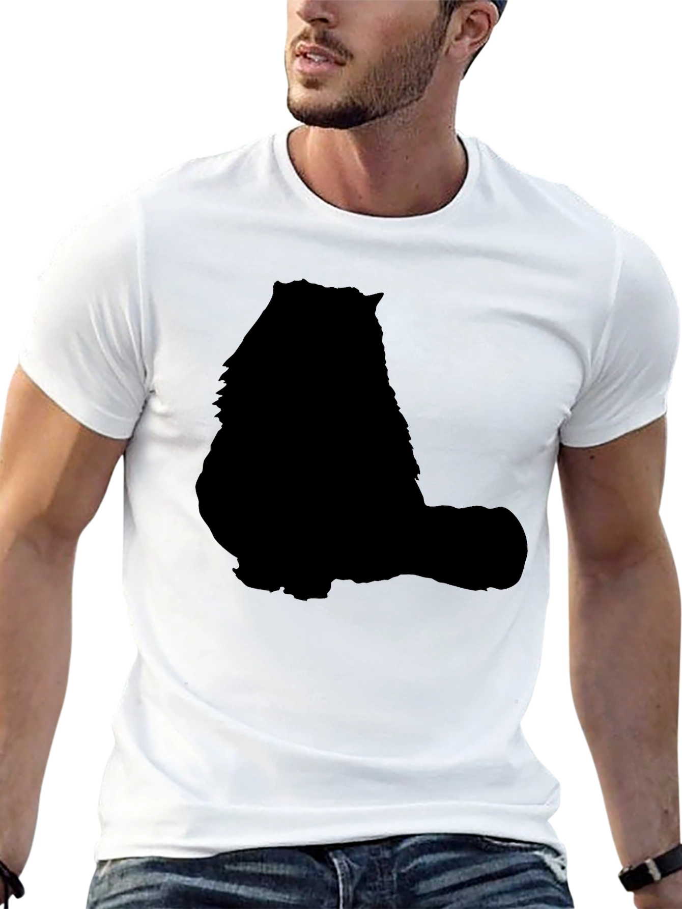 Cat Silhouette Graphic T-Shirt - Solid Black Design