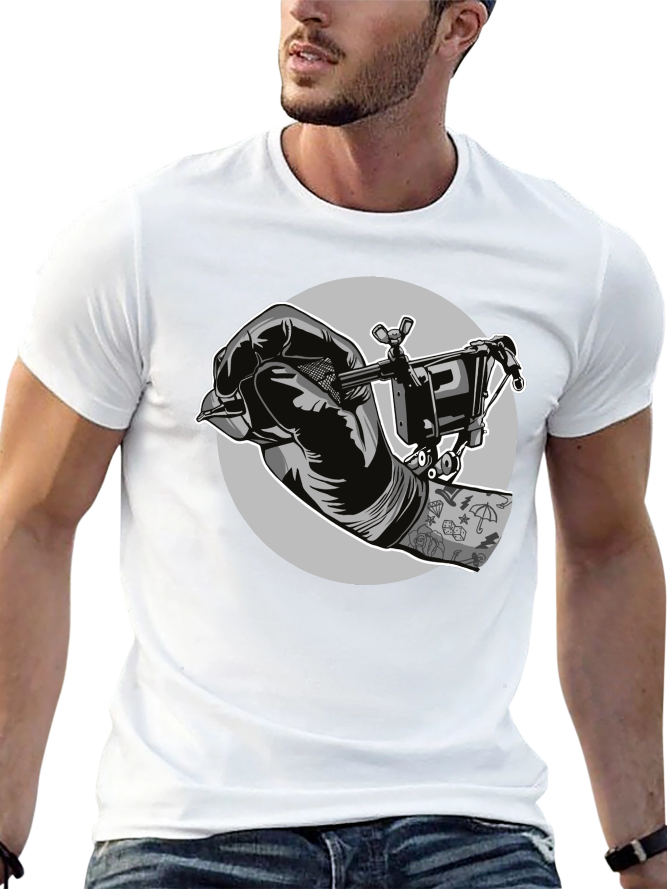 Tattoo Artist Graphic Tee - Black Cotton T-Shirt