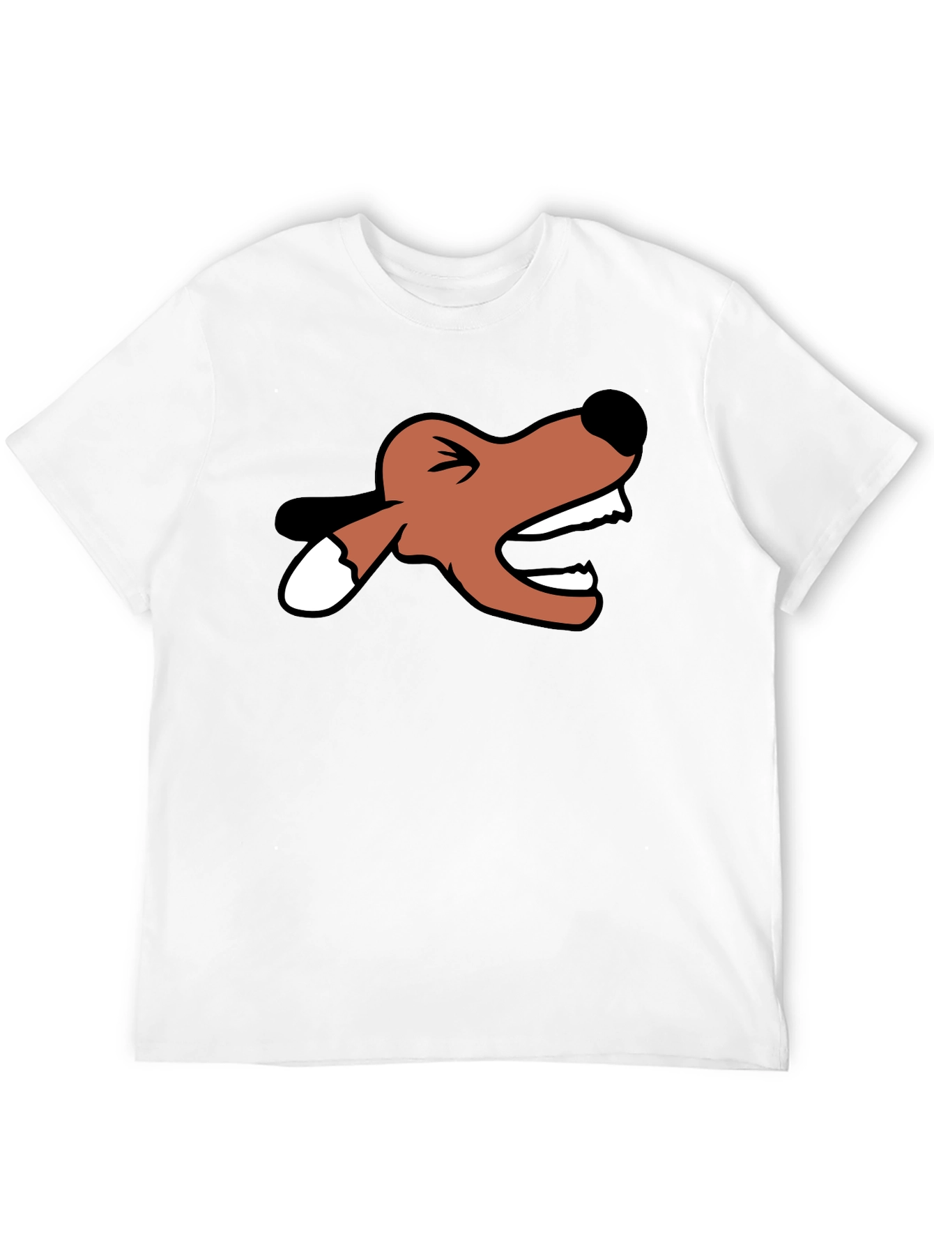 Cartoon Fox Head Black T-Shirt