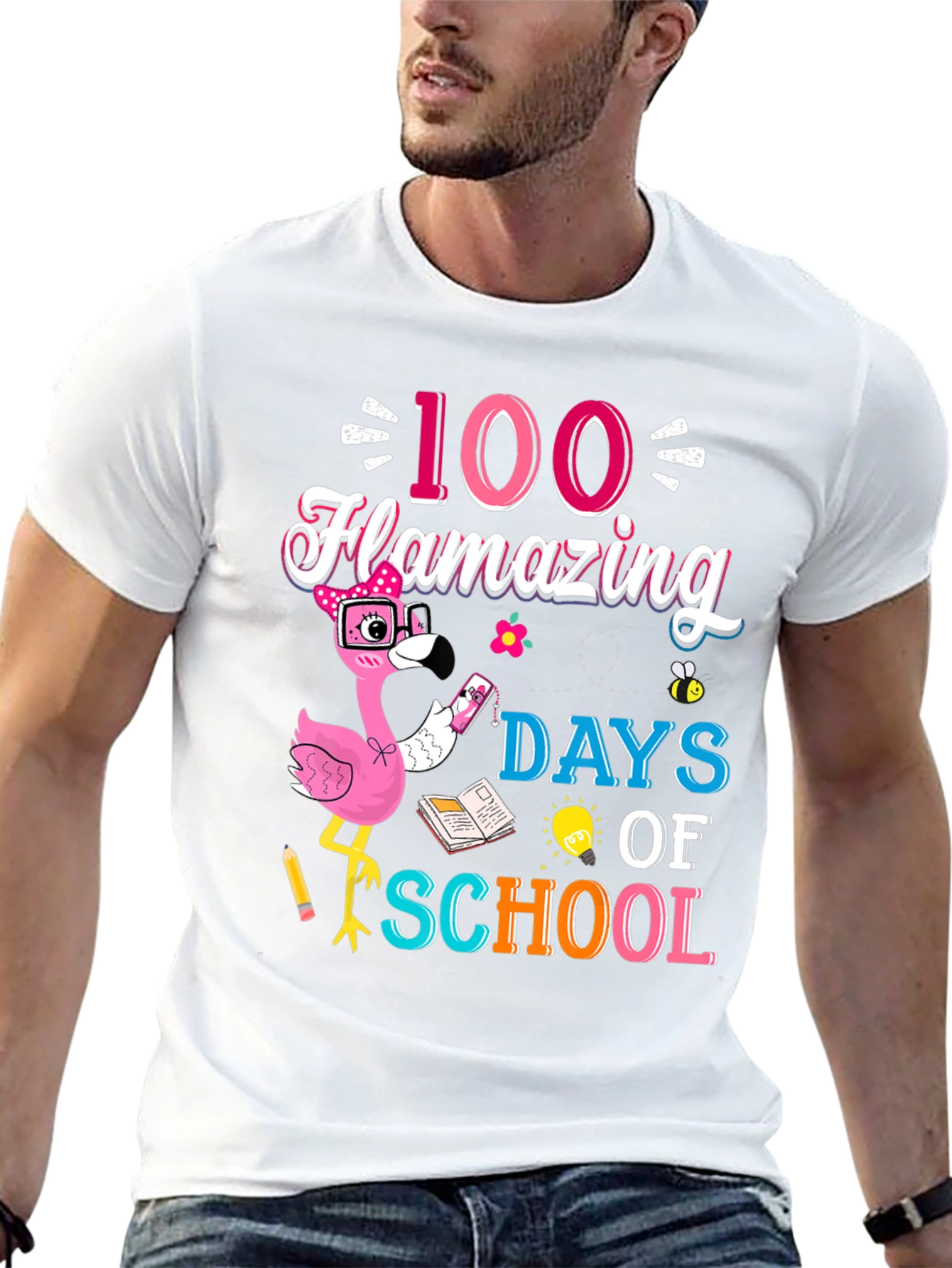 100 Days of School Flamingo T-Shirt