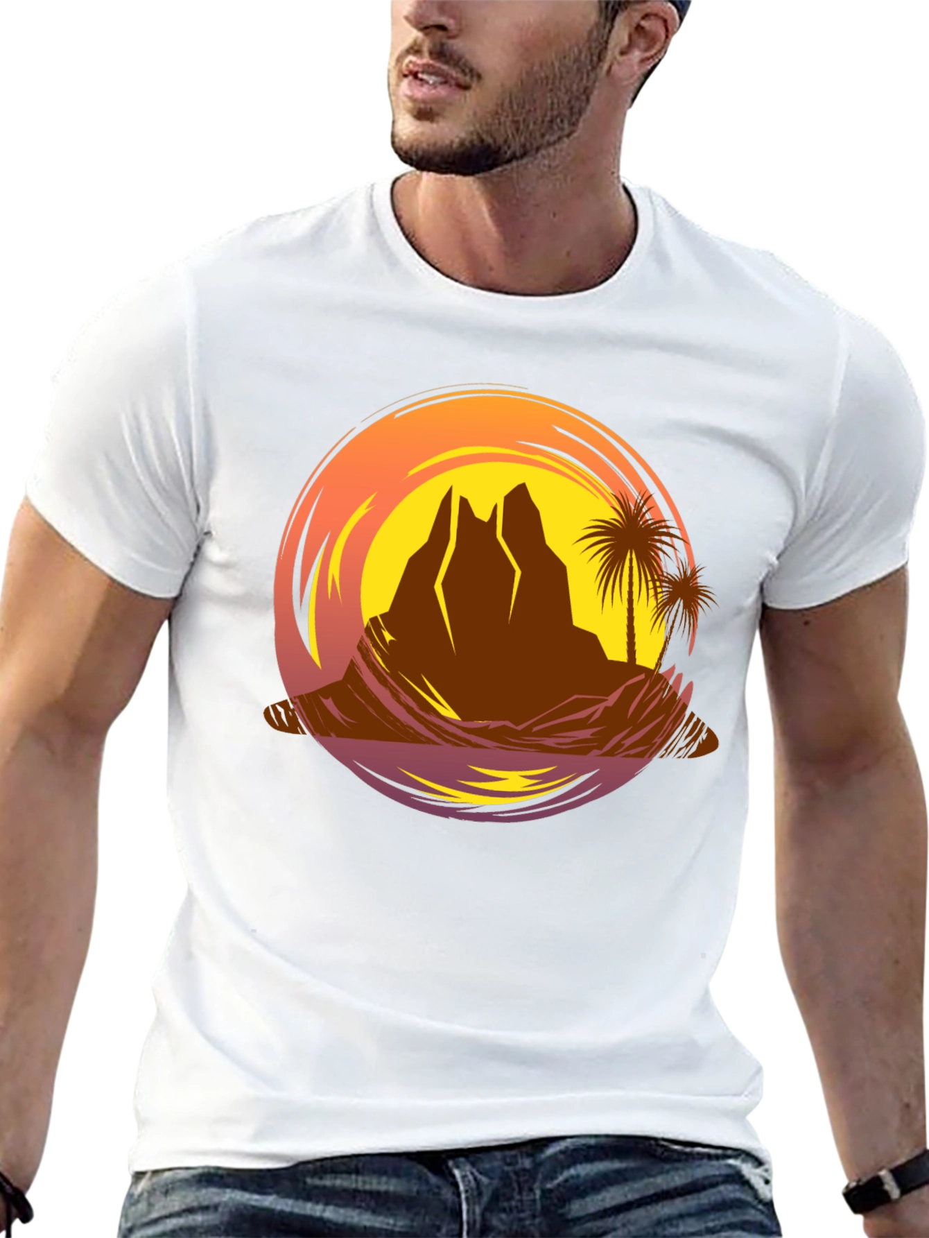 Sunset Desert Island T-Shirt - Graphic Tee
