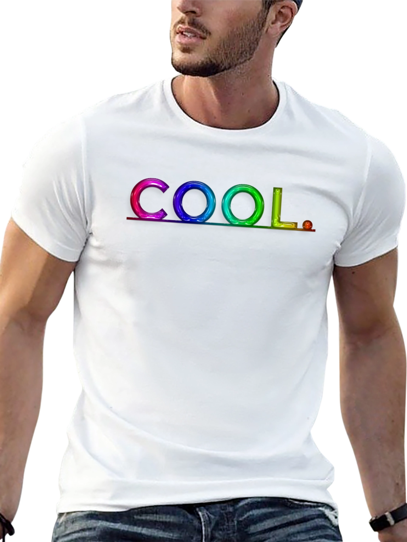 COOL Rainbow Graphic Black T-Shirt