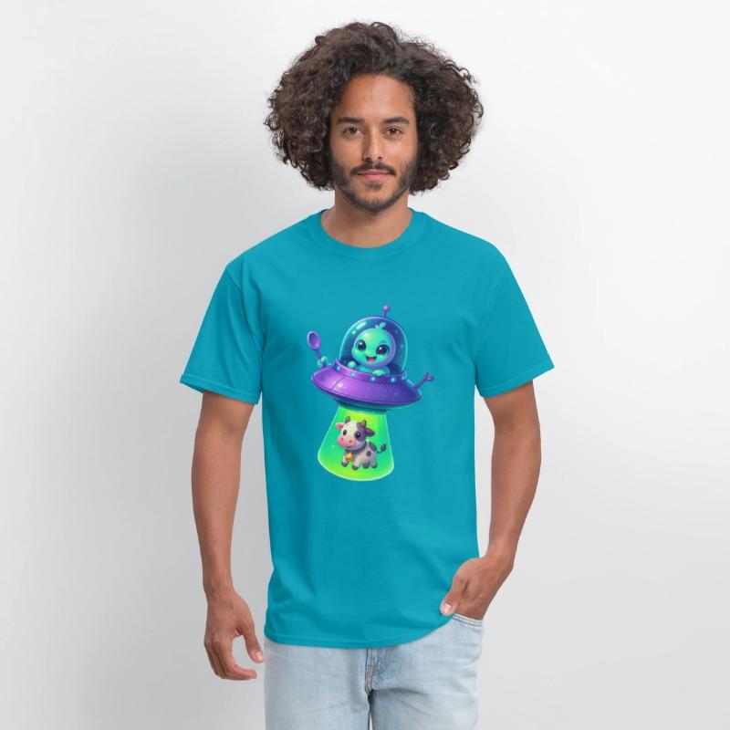 Adorable Alien Abduction Cartoon – Cute UFO & Cow