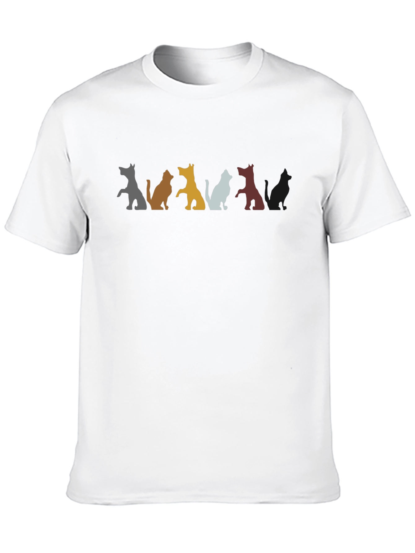 Cat Silhouette Crew Neck T-Shirt