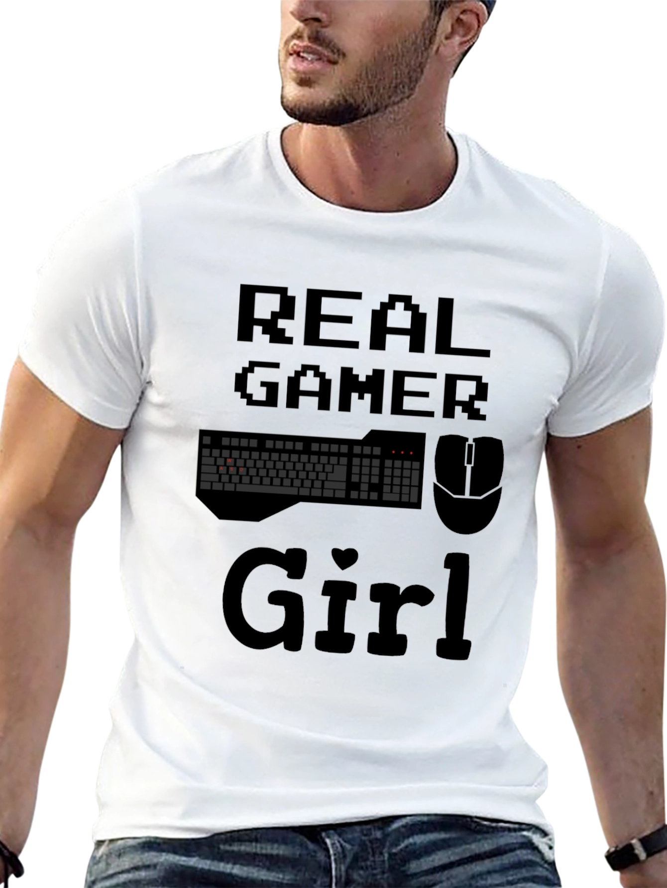 Real Gamer Girl Graphic T-Shirt - Black Cotton Tee