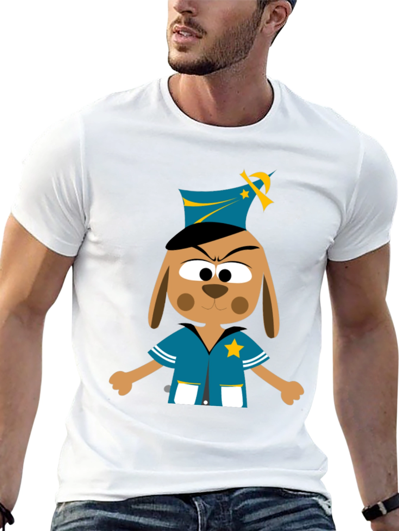 Cartoon Dog Cop T-Shirt - Novelty Graphic Tee