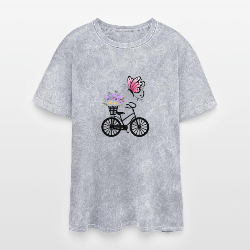 Bicycle with Flower Basket and Pink Butterfly
