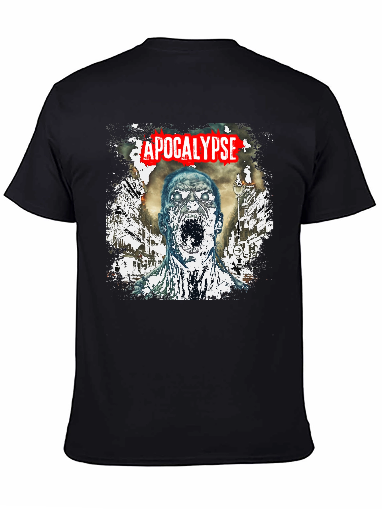 Apocalypse Zombie Graphic T-Shirt - Black Cotton Tee