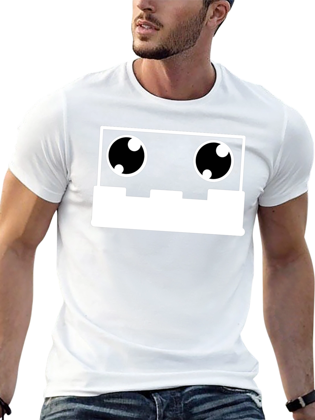 Cassette Tape Robot Face Graphic Tee - Black T-Shirt