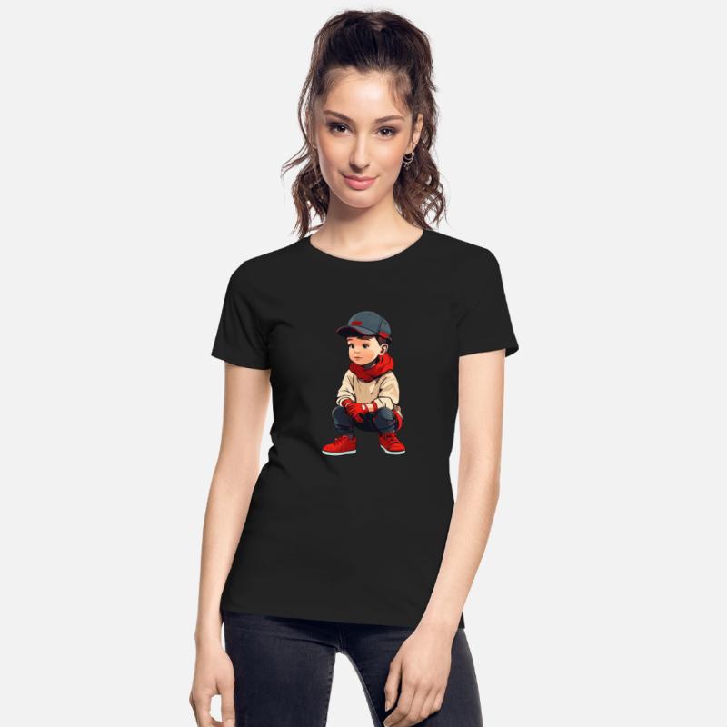 cartoon kid wearing red shoes