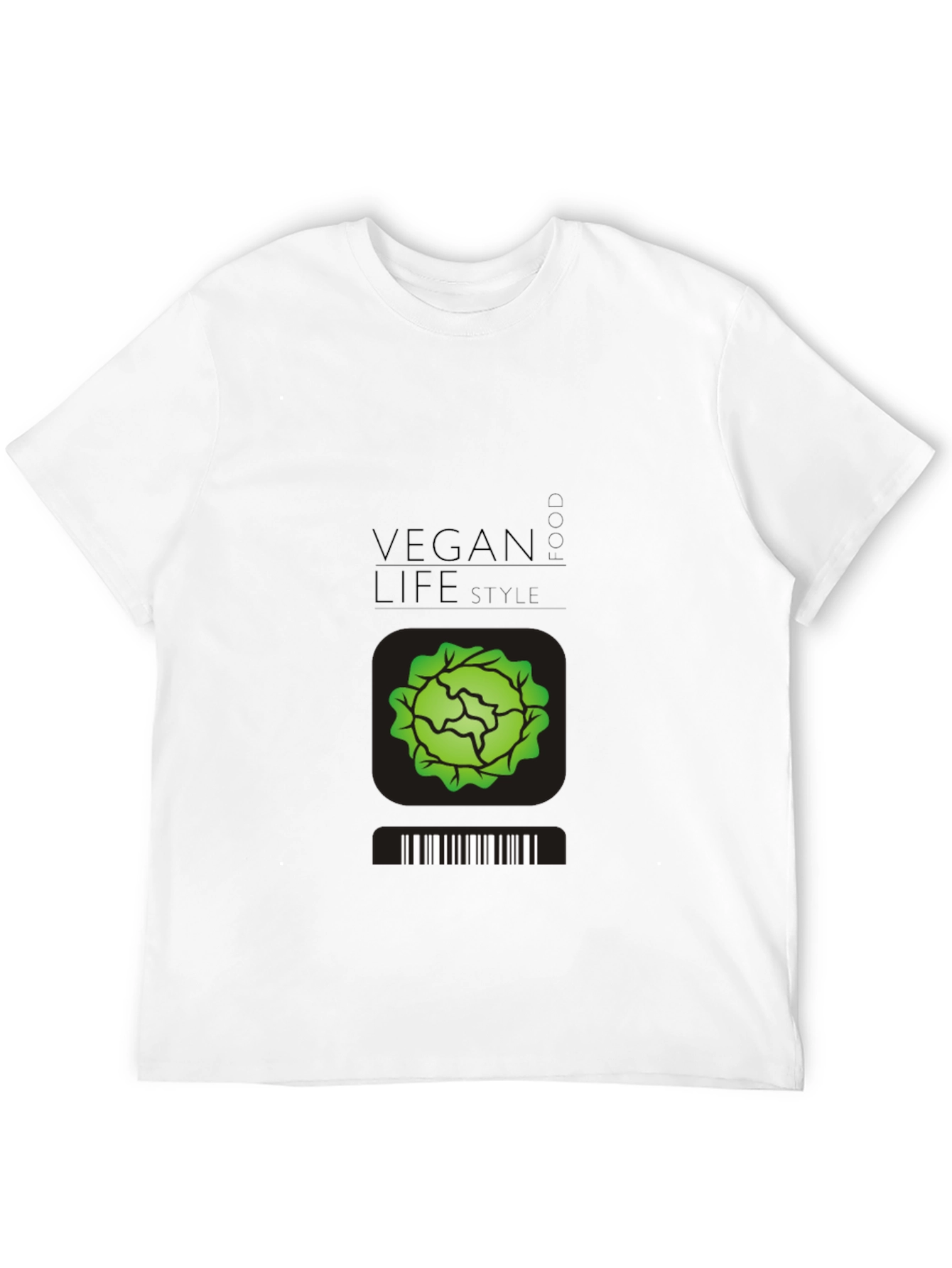 Vegan Lifestyle T-Shirt - Black Cabbage Design