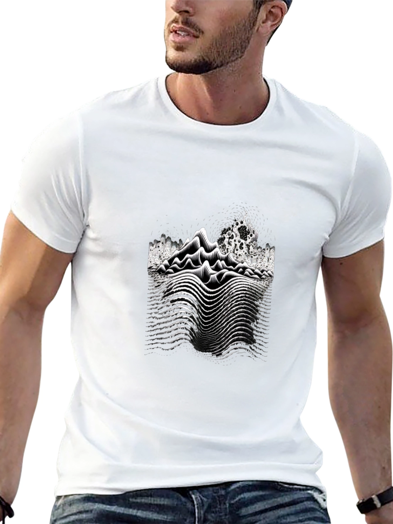 Abstract Wave Black T-Shirt