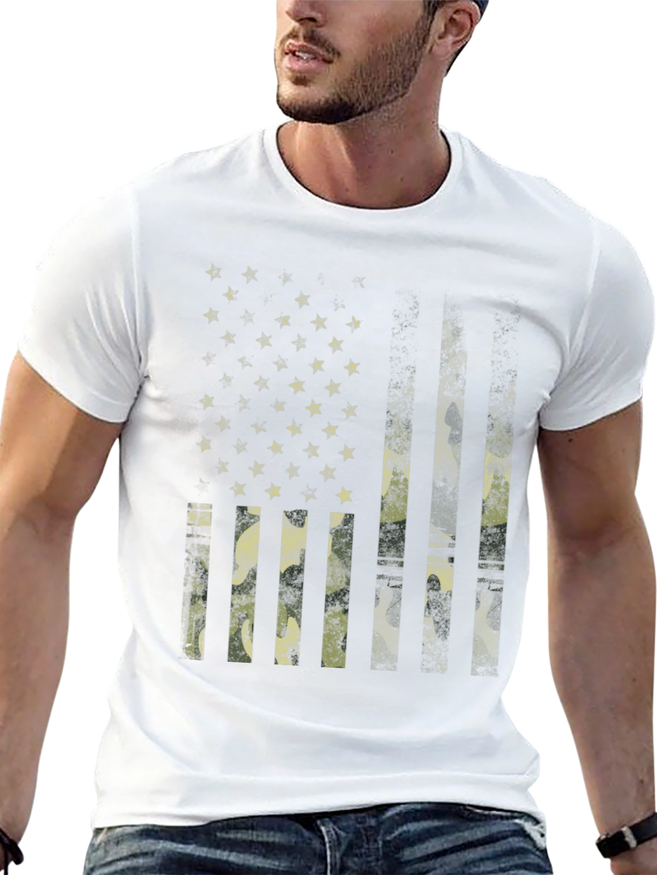 Camo USA Flag Graphic T-Shirt