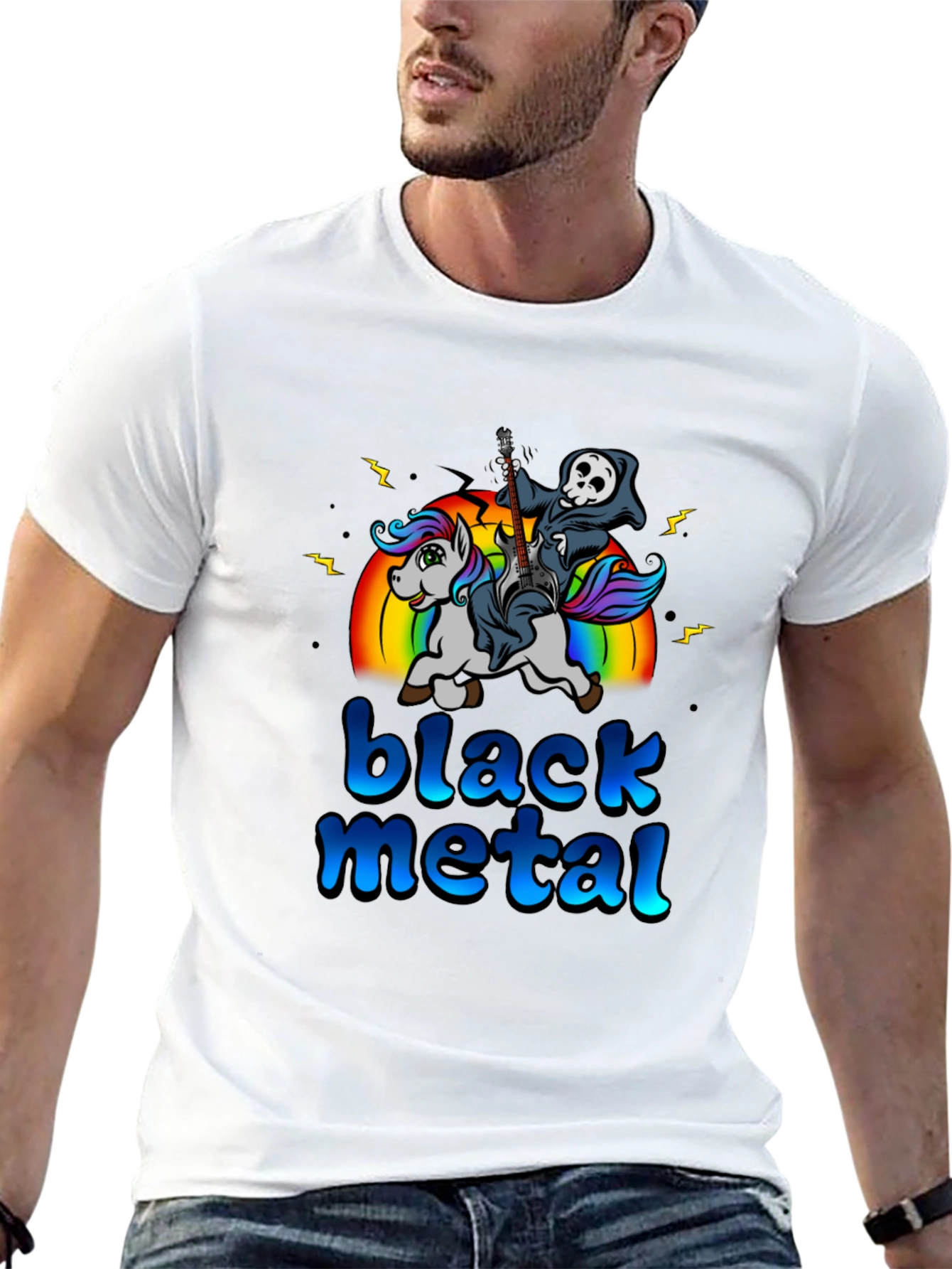 Black Metal Unicorn Graphic T-Shirt