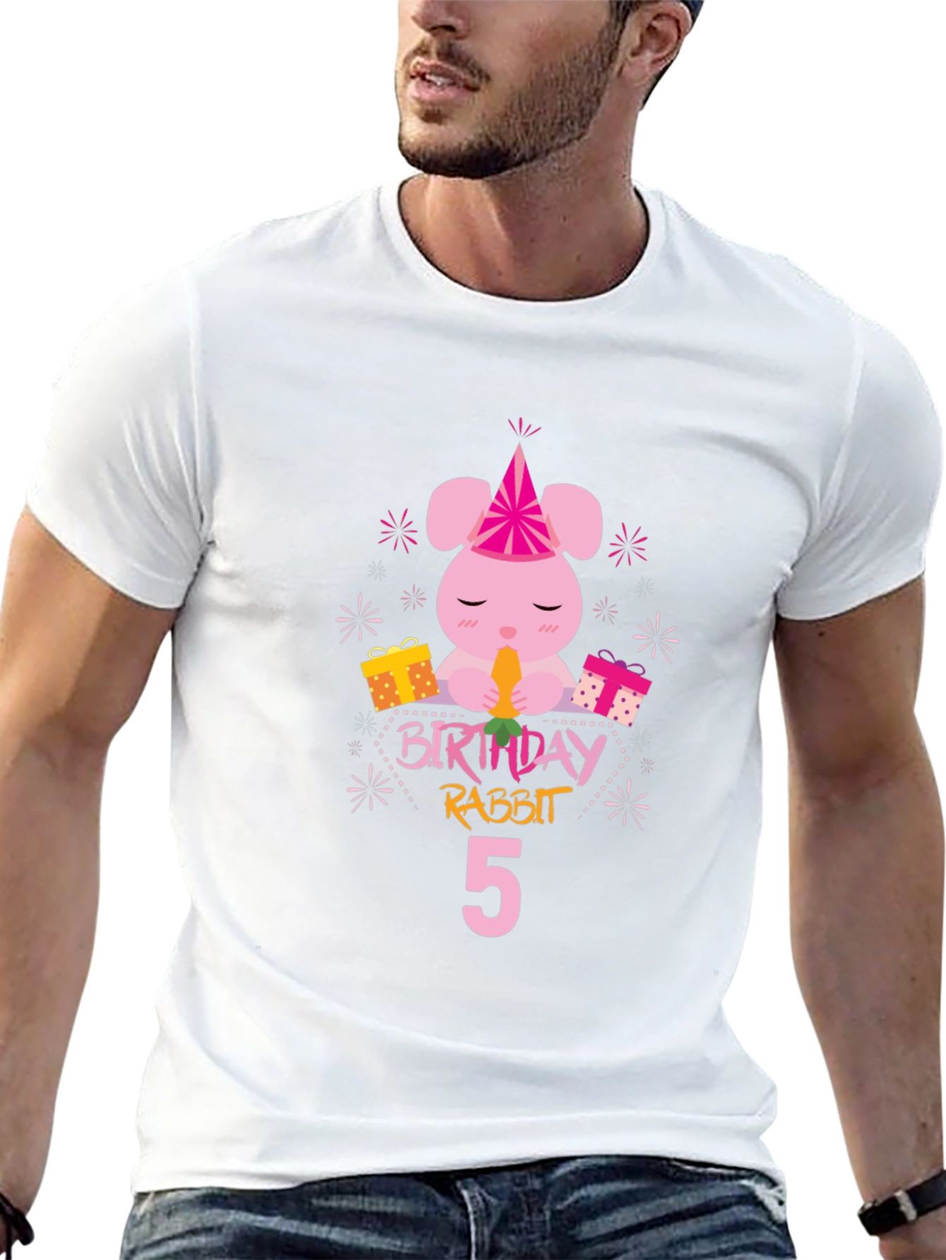 Birthday Rabbit 5th Birthday Black T-shirt