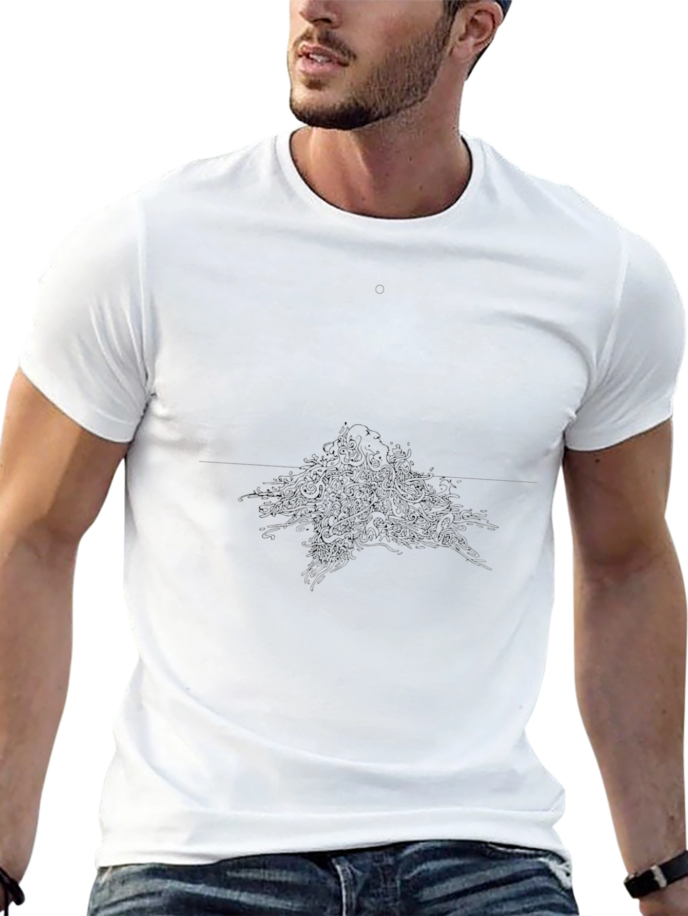 Black Graphic Tee - Abstract Design Comfort Fit