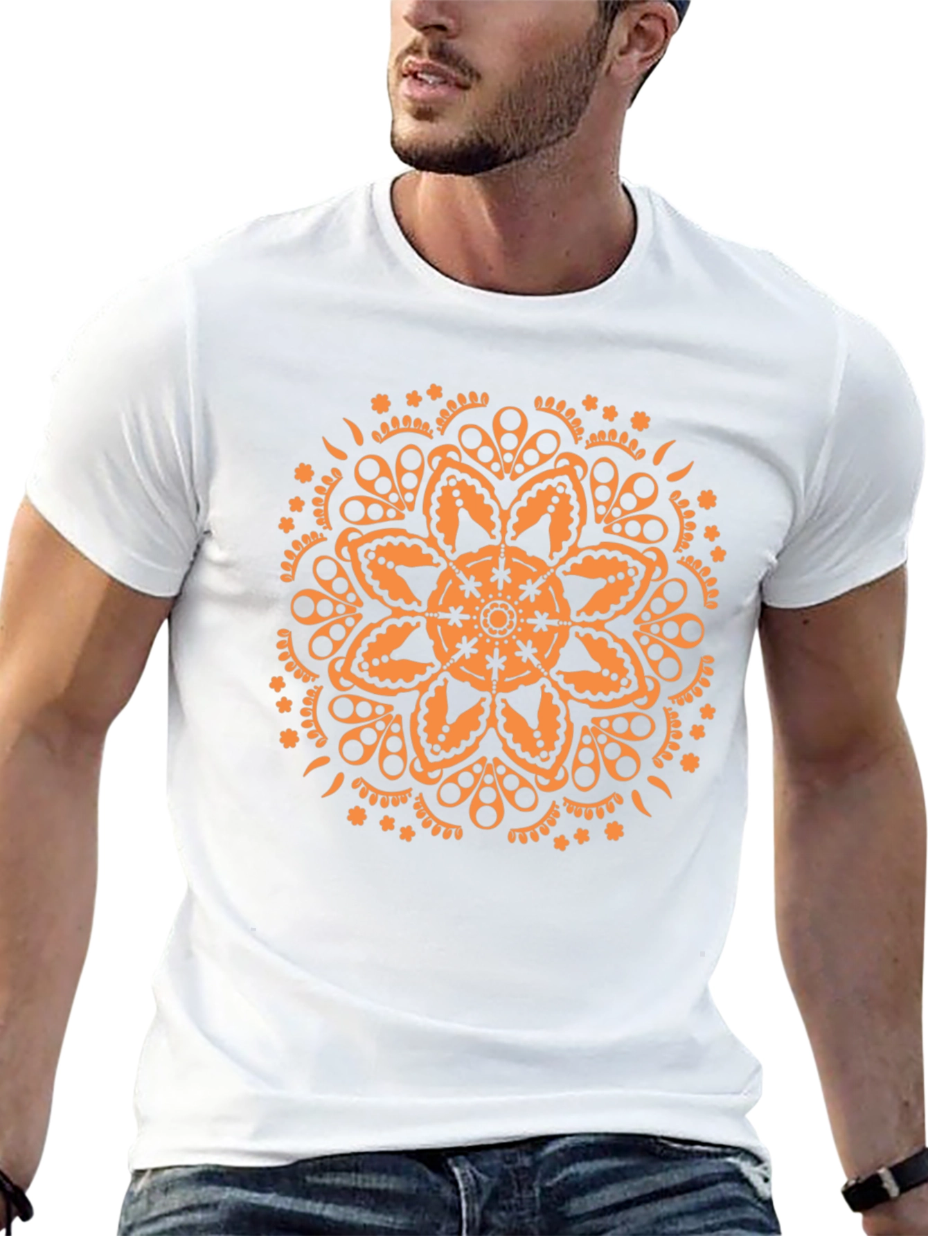 Black T-Shirt with Mandala Design
