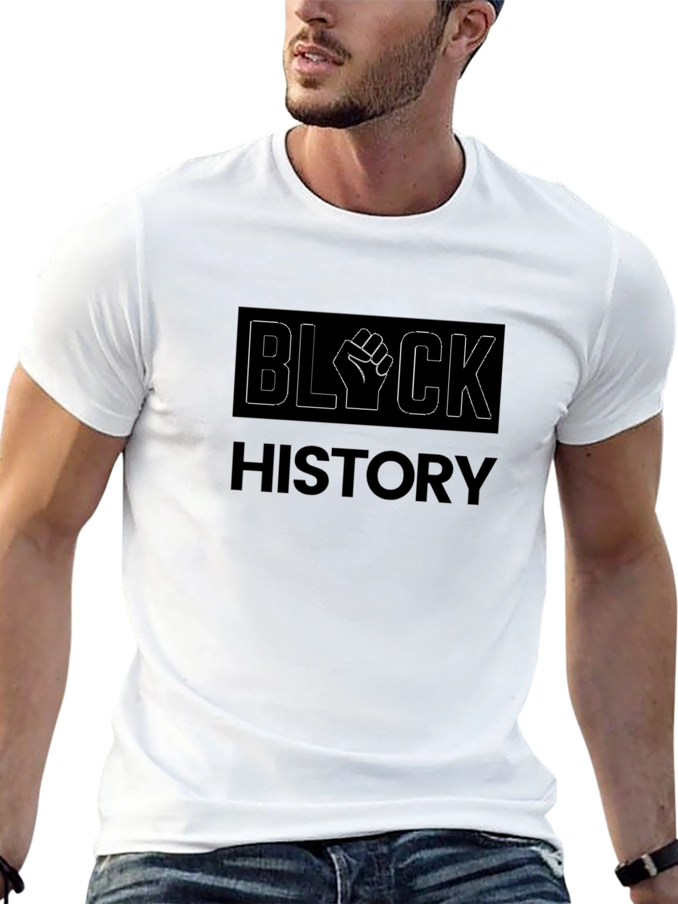 Black History T-Shirt with Raised Fist Design