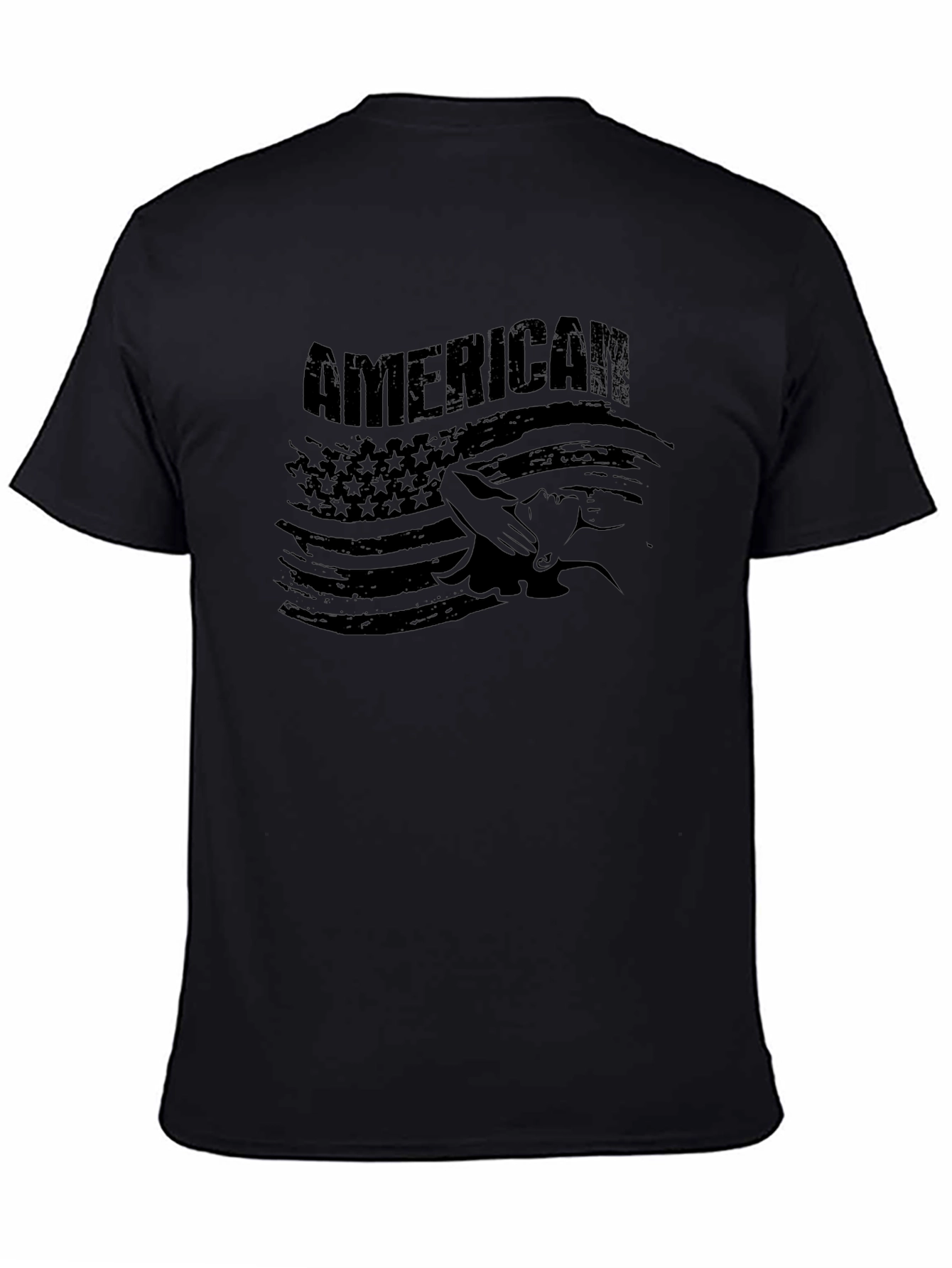 American Flag Graphic Print Black T-Shirt