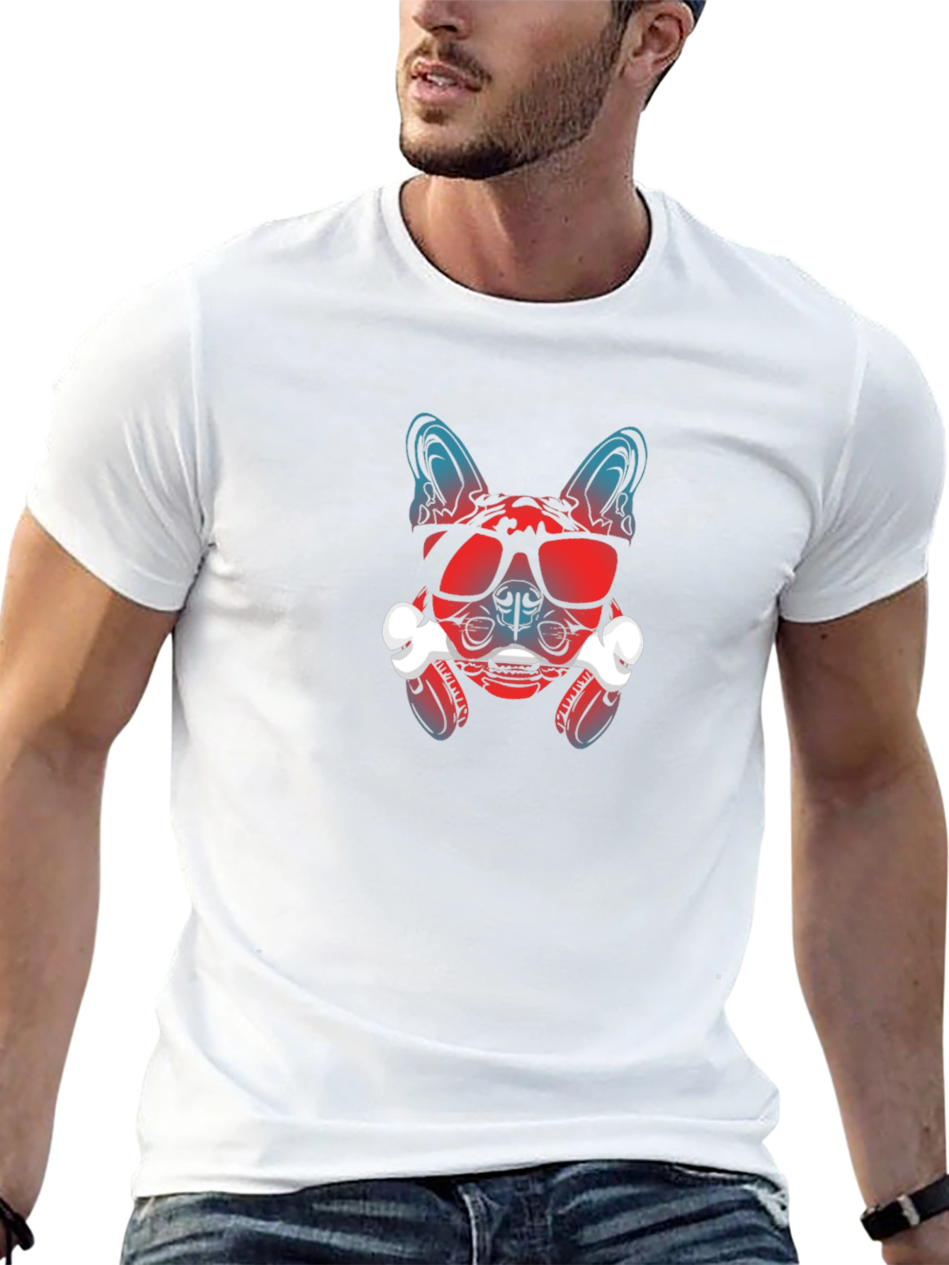 Cool Dog Graphic Tee - Bone & Shades