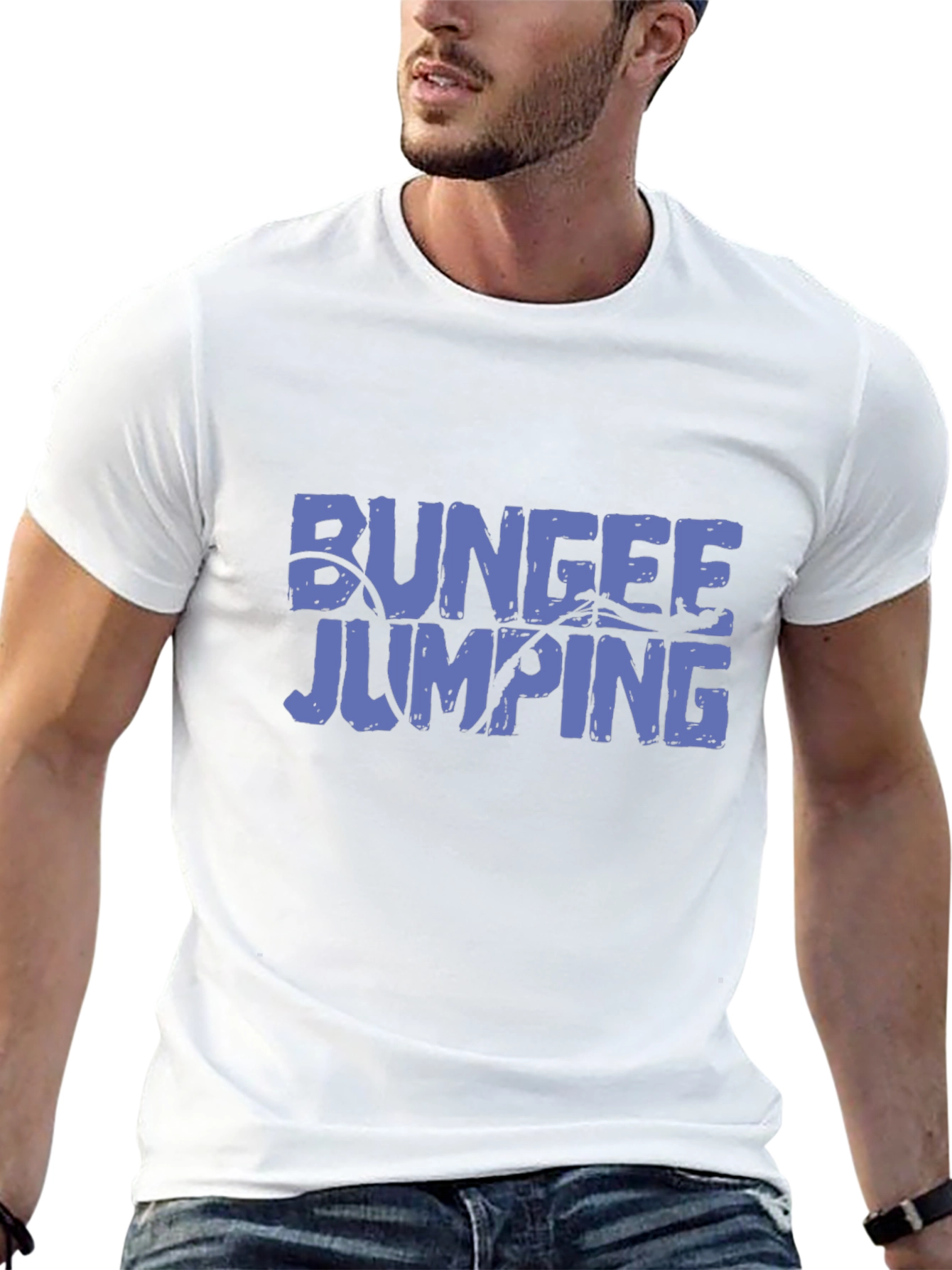 Bungee Jumping Graphic Tee - Black Cotton T-Shirt