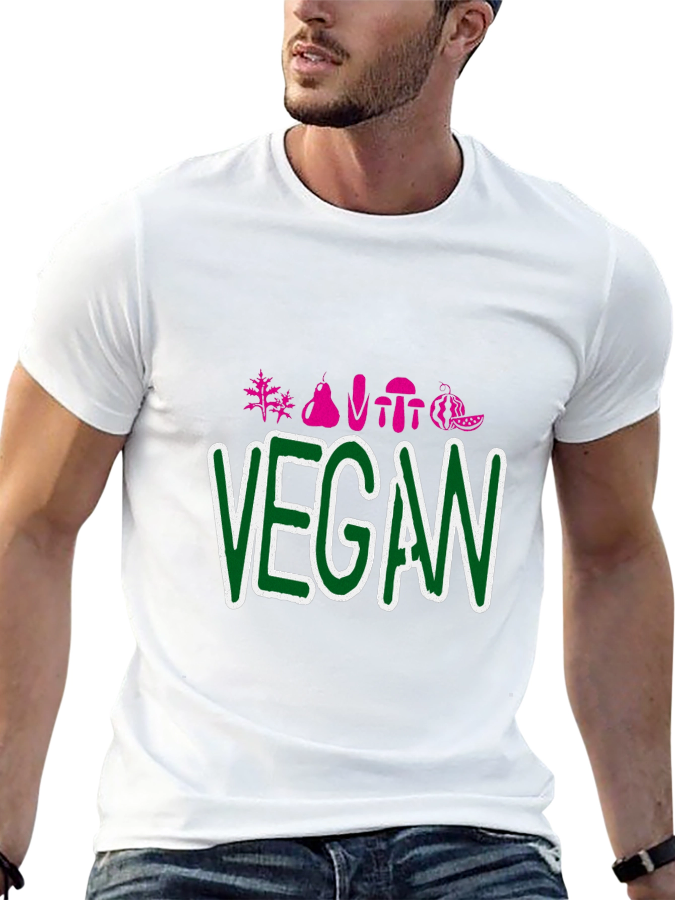 Vegan Graphic Tee - Black Crew Neck T-Shirt