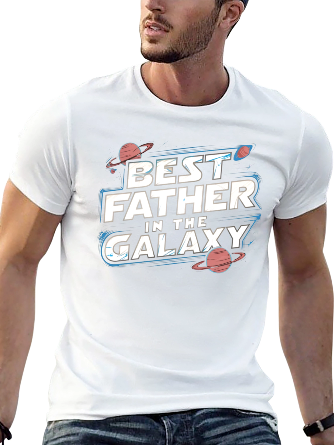 Best Father in the Galaxy Black T-Shirt