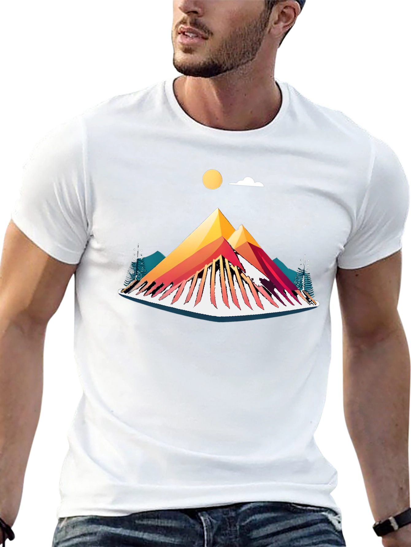 Abstract Mountain Graphic T-Shirt