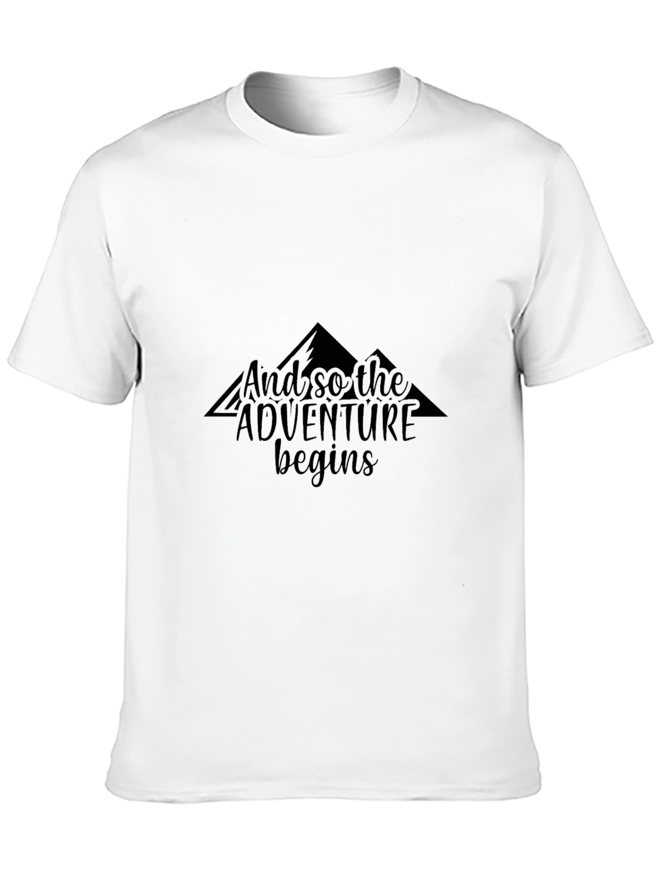 Adventure Begins Graphic Tee - Black Cotton T-Shirt