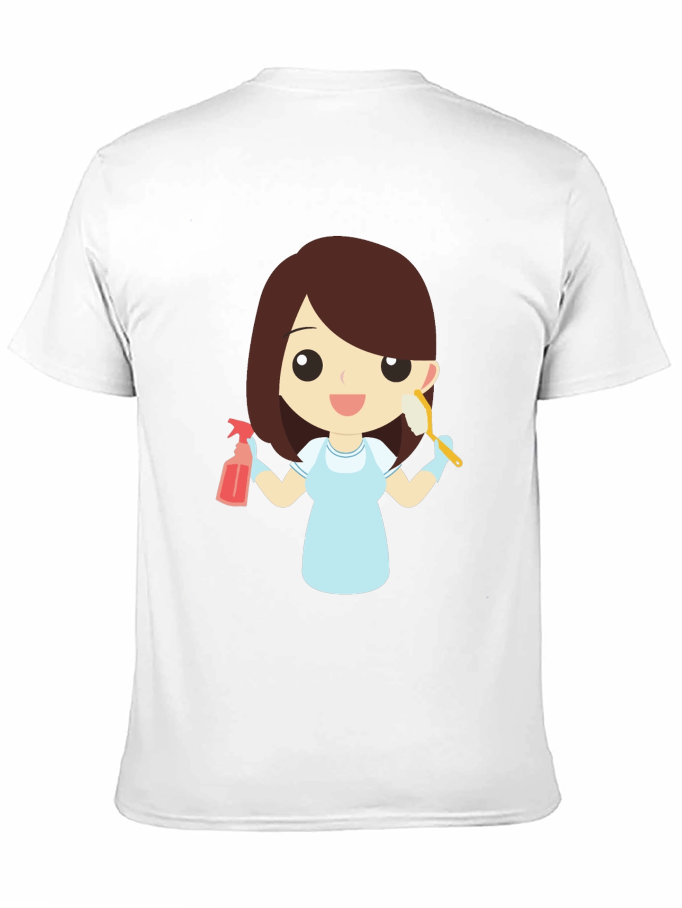 Cartoon Maid Graphic T-Shirt - Cleaning Crew Tee