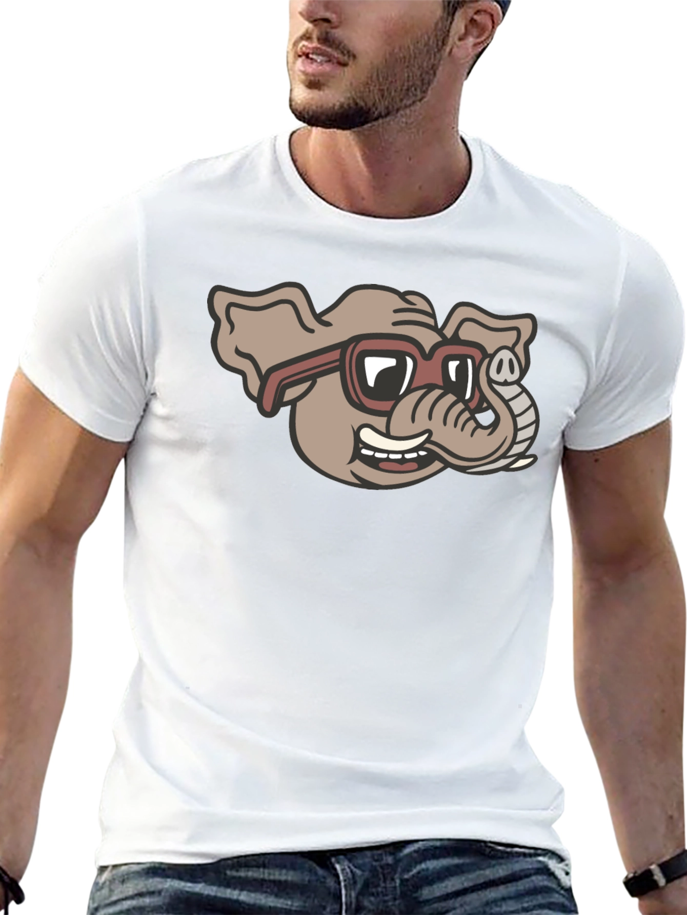 Cool Elephant in Shades Graphic T-Shirt