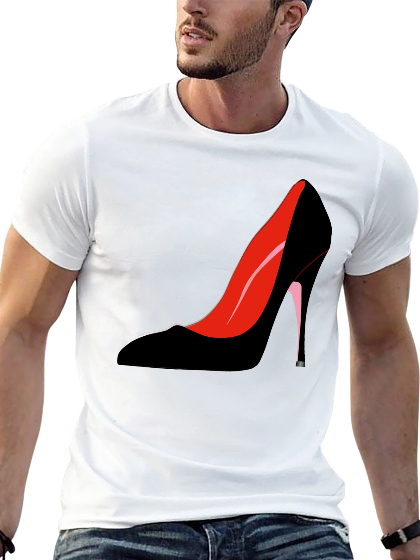 Stylish Heel Graphic Tee - Black